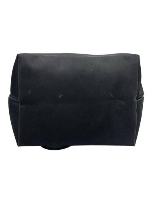 Longchamp Black Nylon Top Handle Zip Close Leather Handle Tote Bag Black / Small