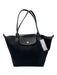 Longchamp Black Nylon Top Handle Zip Close Leather Handle Tote Bag Black / Small