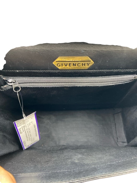 Givenchy Black Leather Top Handle Logo Flap Back Pocket Bag Black / Small