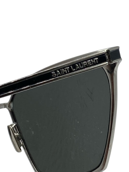 Saint Laurent Black & Silver Metal Cat Eye Sunglasses Black & Silver