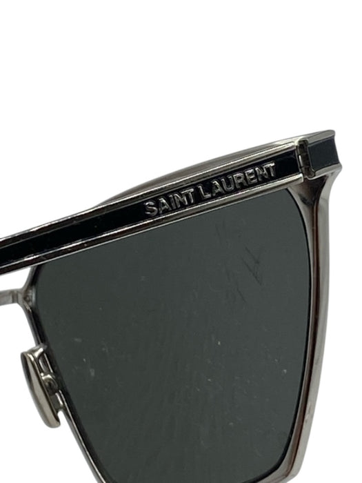 Saint Laurent Black & Silver Metal Cat Eye Sunglasses Black & Silver