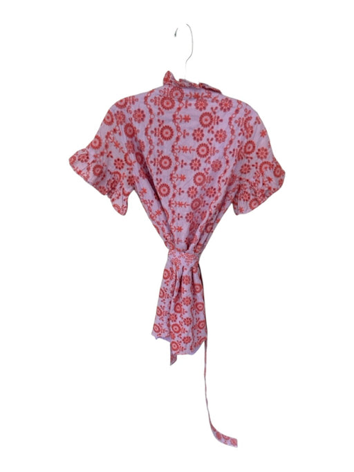 Abbey Glass Size M purple & orange Cotton Short Sleeve Eyelet Button Down Dress purple & orange / M