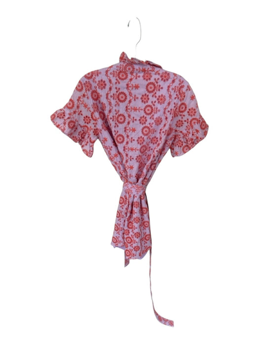 Abbey Glass Size M purple & orange Cotton Short Sleeve Eyelet Button Down Dress purple & orange / M