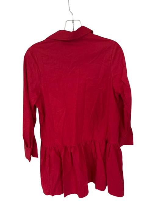 Trish Scully Size S Red & Gold Cotton Long Sleeve Drop Waist Pleated Dress Red & Gold / S