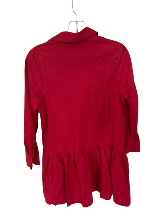 Trish Scully Size S Red & Gold Cotton Long Sleeve Drop Waist Pleated Dress Red & Gold / S