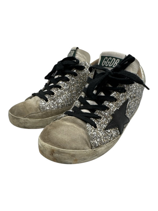 Golden Goose Shoe Size 37 silver, black, beige Leather Glitter Star Sneakers silver, black, beige / 37