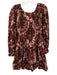 Ulla Johnson Size 0 Burgundy Red & White Cotton Long puff sleeve Tie Dye Dress Burgundy Red & White / 0