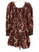 Ulla Johnson Size 0 Burgundy Red & White Cotton Long puff sleeve Tie Dye Dress Burgundy Red & White / 0