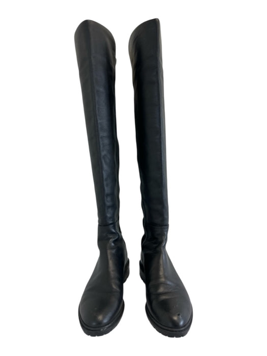 Stuart Weitzman Shoe Size 7B Black Leather Stretch Panel Over the Knee Boots Black / 7B