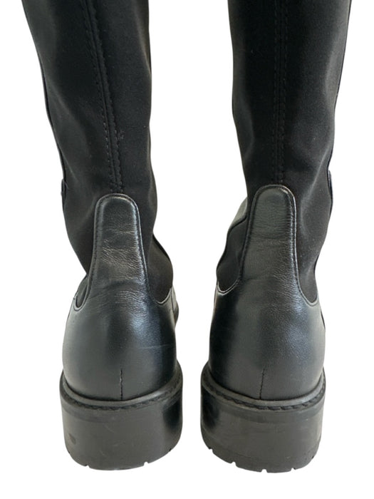 Stuart Weitzman Shoe Size 7B Black Leather Stretch Panel Over the Knee Boots Black / 7B
