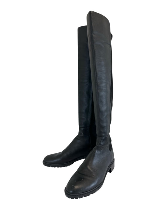 Stuart Weitzman Shoe Size 7B Black Leather Stretch Panel Over the Knee Boots Black / 7B