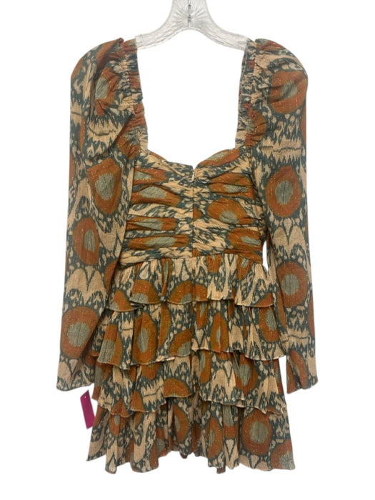 Ulla Johnson Size 0 Orange, Teal, Brown Cotton Blend Metallic Thread Ikat Dress Orange, Teal, Brown / 0