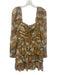 Ulla Johnson Size 0 Orange, Teal, Brown Cotton Blend Metallic Thread Ikat Dress Orange, Teal, Brown / 0
