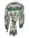 Alice + Olivia Size 4 White & Green Cotton & Silk Paisley Balloon Sleeve Dress White & Green / 4