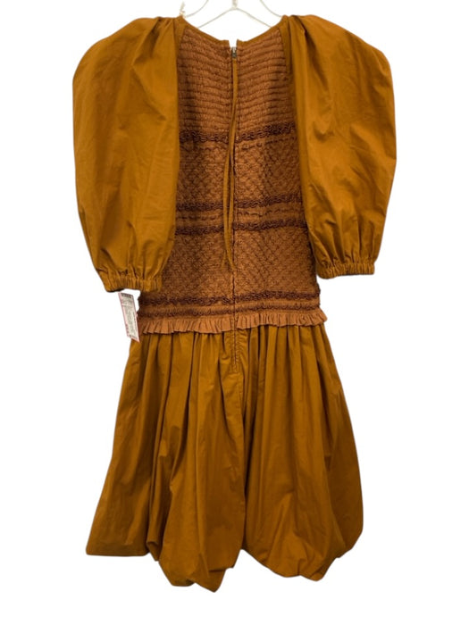 Ulla Johnson Size 0 Yellow Ochre Cotton Smocked Bodice Puff Sleeve Mini Dress Yellow Ochre / 0