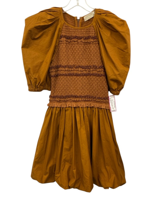 Ulla Johnson Size 0 Yellow Ochre Cotton Smocked Bodice Puff Sleeve Mini Dress Yellow Ochre / 0