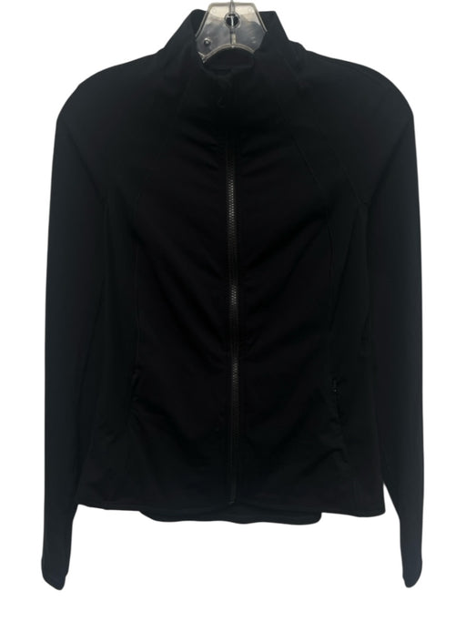 Spanx Size XS Black Nylon Blend Mock Neck Side Pockets Full Zip Jacket Black / XS