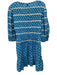 Sea New York Size L Blue & White Cotton Lace Trim Flowers Balloon Sleeve Dress Blue & White / L