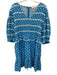 Sea New York Size L Blue & White Cotton Lace Trim Flowers Balloon Sleeve Dress Blue & White / L
