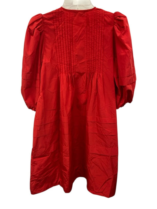 Hunter Bell Size S Red Polyester Pintuck Button Detail V Neck Knee length Dress Red / S