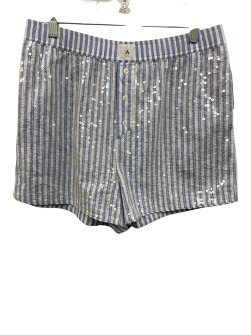 Anthropologie Size M Light blue & white Cotton Sequin Stripe Boxer Shorts Light blue & white / M