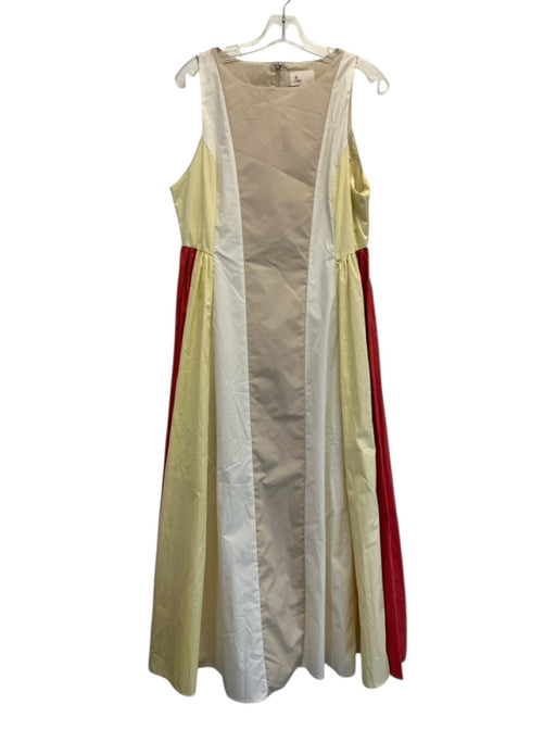 A. Ren Size M Beige, Yellow & Red Cotton Blend Color Block Sleeveless Dress Beige, Yellow & Red / M