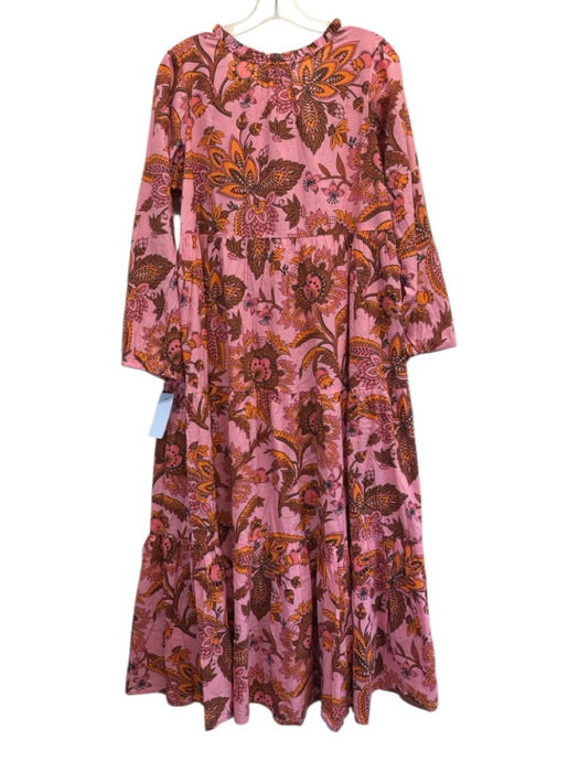 Tuckernuck Size L Pink & Orange Cotton Botanical Long Balloon Sleeve Dress Pink & Orange / L