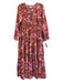 Tuckernuck Size L Pink & Orange Cotton Botanical Long Balloon Sleeve Dress Pink & Orange / L