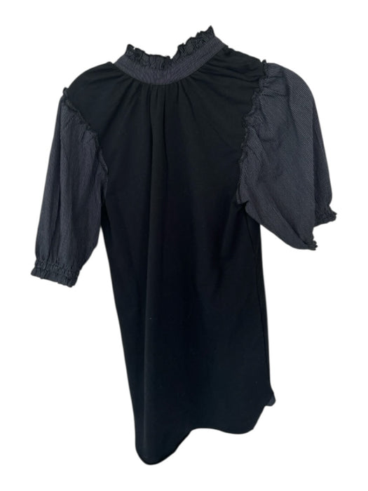Sundays Size XS Black & White Polyester Blend Short Balloon Sleeve Dress Black & White / XS