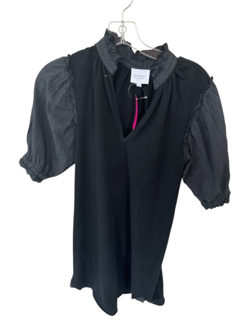 Sundays Size XS Black & White Polyester Blend Short Balloon Sleeve Dress Black & White / XS