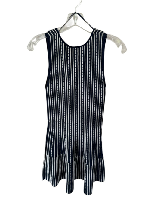 Zara Size S Navy & white Viscose Blend Sleeveless Striped Knit Dress Navy & white / S