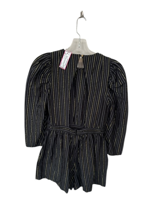 Ulla Johnson Size 2 Black & Gold Cotton Blend Long Sleeve Striped Romper Black & Gold / 2