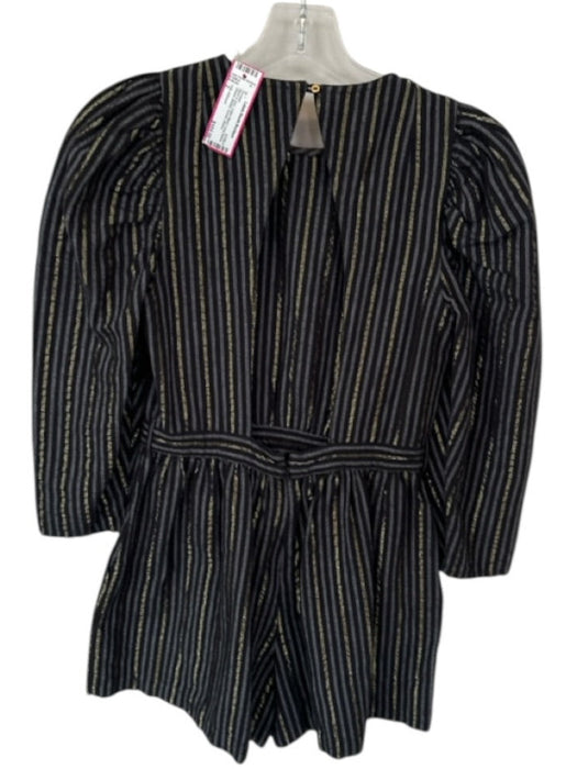 Ulla Johnson Size 2 Black & Gold Cotton Blend Long Sleeve Striped Romper Black & Gold / 2