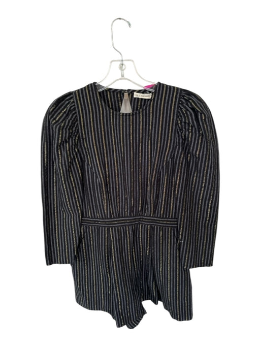 Ulla Johnson Size 2 Black & Gold Cotton Blend Long Sleeve Striped Romper Black & Gold / 2