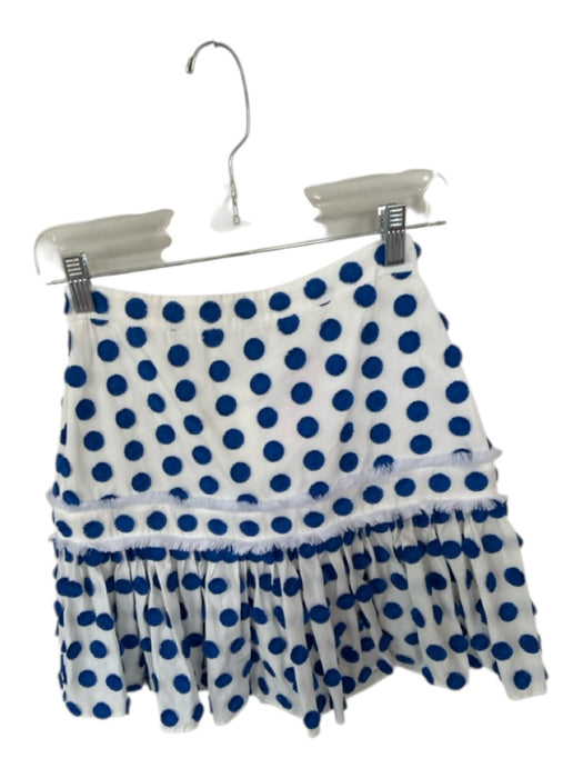 Alexis Size XS White & Blue Cotton Back Zip Polka Dot Fringe Back Zip Skirt White & Blue / XS