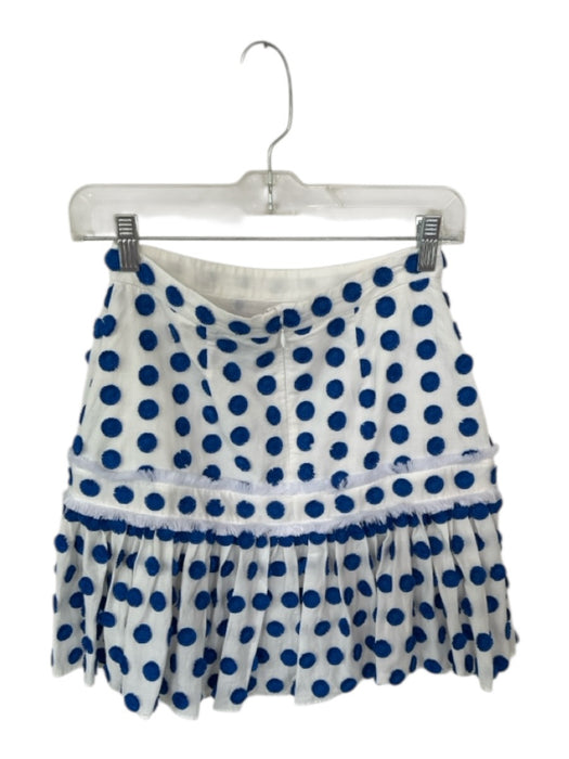 Alexis Size XS White & Blue Cotton Back Zip Polka Dot Fringe Back Zip Skirt White & Blue / XS