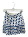 Alexis Size XS White & Blue Cotton Back Zip Polka Dot Fringe Back Zip Skirt White & Blue / XS