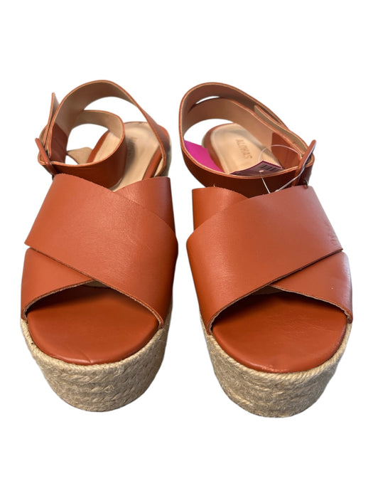 Alohas Shoe Size 41 Brown Leather open toe Ankle Strap Platform Espadrille Shoes Brown / 41
