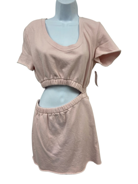 Lovers + Friends Size S Light Pink Cotton Short Sleeve Elastic Waist Dress Light Pink / S