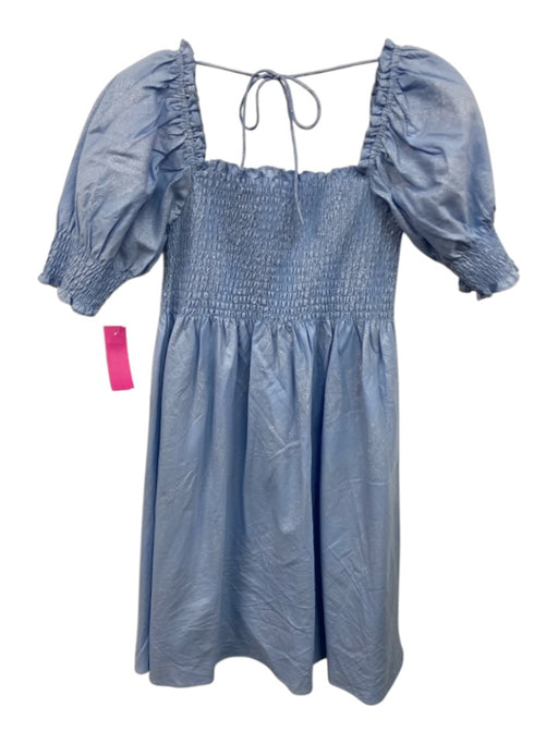 Hill House Size S Light Blue Cotton Blend Metallic Thread Shirred Bodice Dress Light Blue / S