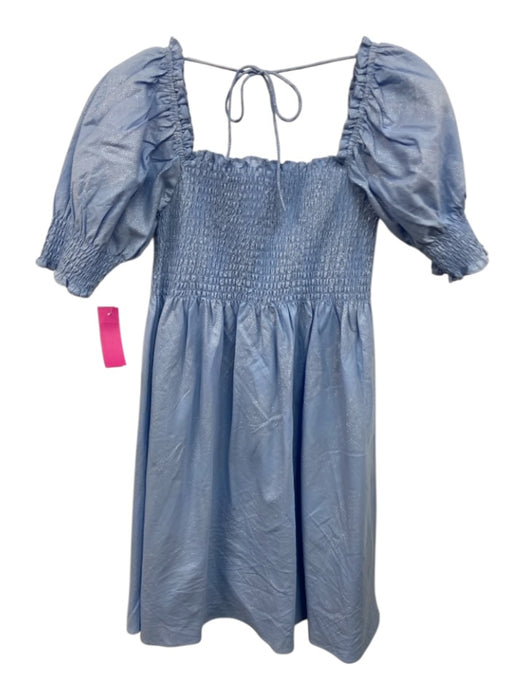 Hill House Size S Light Blue Cotton Blend Metallic Thread Shirred Bodice Dress Light Blue / S