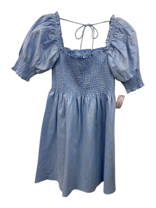 Hill House Size S Light Blue Cotton Blend Metallic Thread Shirred Bodice Dress Light Blue / S