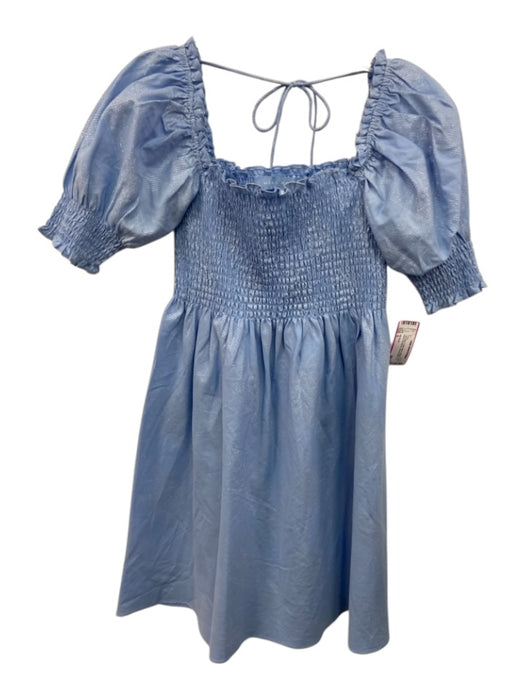 Hill House Size S Light Blue Cotton Blend Metallic Thread Shirred Bodice Dress Light Blue / S