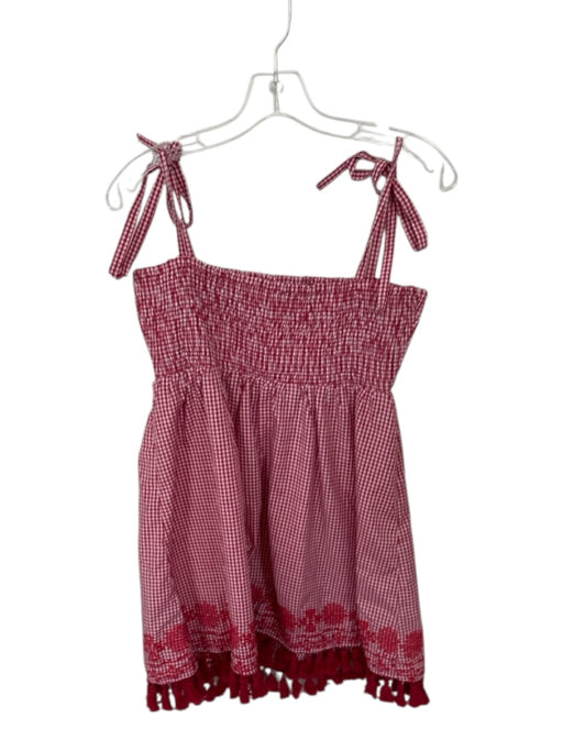 En Creme Size M Red & White Polyester Tie Strap smocked gingham Dress Red & White / M