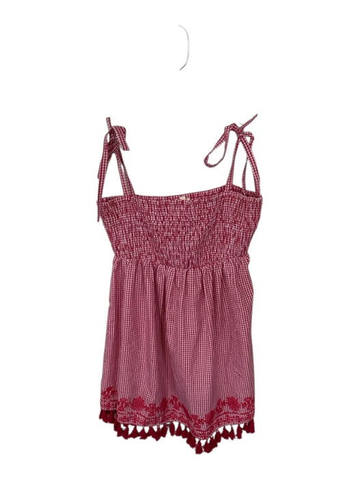 En Creme Size M Red & White Polyester Tie Strap smocked gingham Dress Red & White / M