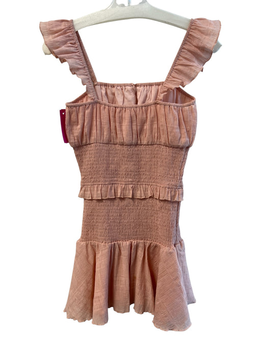 Tularosa Size S Pink Cotton Sleeveless Synched Bodice Ruffle Detail Dress Pink / S