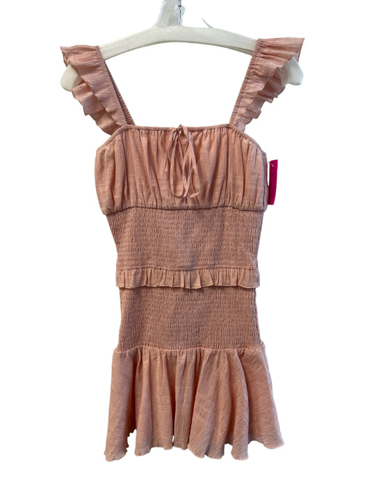 Tularosa Size S Pink Cotton Sleeveless Synched Bodice Ruffle Detail Dress Pink / S