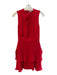 Parker Size XS Red Silk Sleeveless solid color Back Zip Ruffle Detail Dress Red / XS