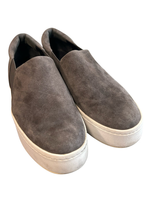 Vince Shoe Size 6 Gray Suede Almond Toe Elastic Detail Platform Shoes Gray / 6