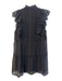 Alice & Olivia Size 8 Black Polyester Eyelet Button Down Ruffle Sleeveless Dress Black / 8